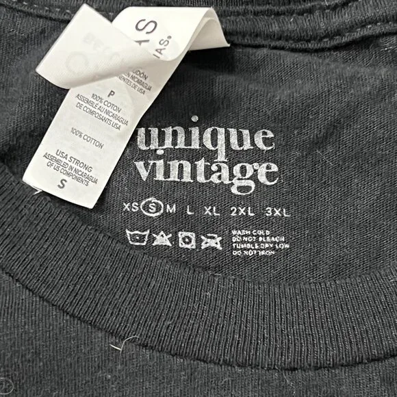 Unique Vintage T-Shirt Women's Small Black with White Letters and Ghosts - Picture 3 of 5